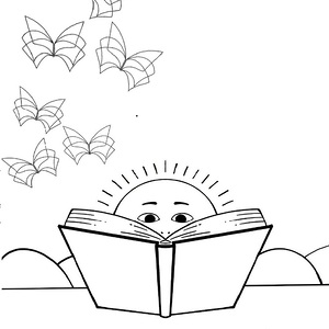 Buch, Sonne, Schmetterlinge