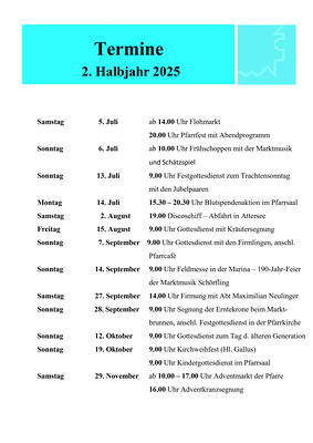 Termine 2 Halbjahr 2025